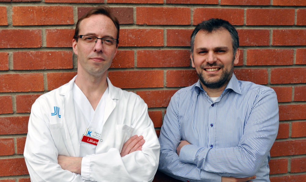 Simon Ekman och Theo Foukakis, överläkare vid Karolinska Universitetssjukhuset och docenter vid Karolinska Institutet.